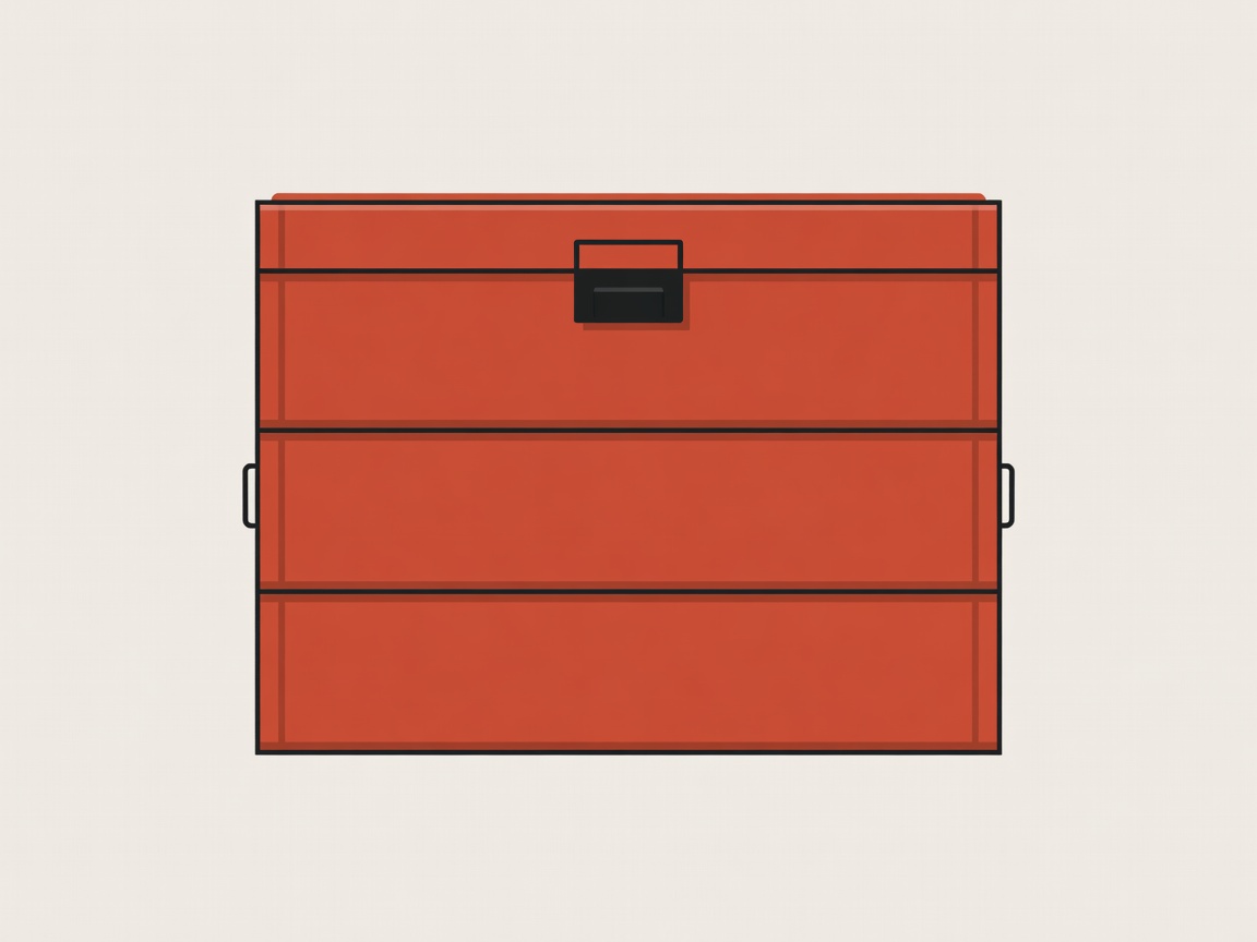 Vector illustration of a classic tiered tackle box in terracotta
